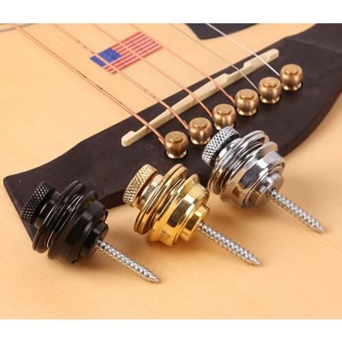 Guitar Strap Lock Easy Fix & Remove Chrome Plated Straplock Button for All Acoustic Electric Bass Guitar Strap Screw 3 Colors