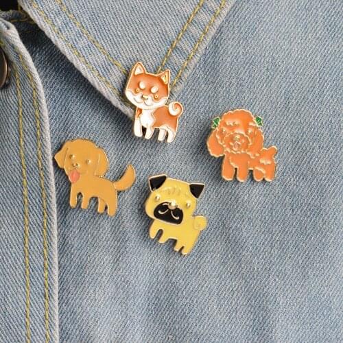 1PCS Lovely Cartoon dog series Icons on The Pin Kawaii Icon Badge Free Shipping Backpack Badges for Clothing metal Badges