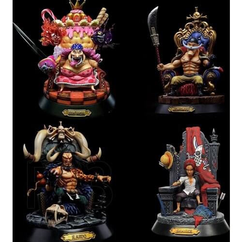 23cm Anime Figure Toys One Piece Four Emperors White Beard Big MoM Kaido Sharks PVC Action Figure Model Doll Toys 4 Set