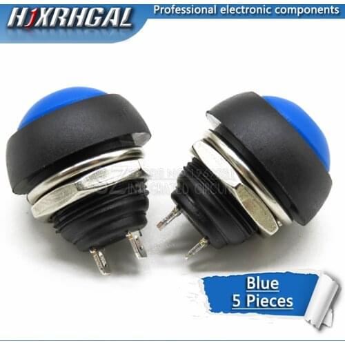 5Pcs Blue ON-OFF PBS-33B 12mm Waterproof Momentary Push button Switch Self Return hjxrhgal