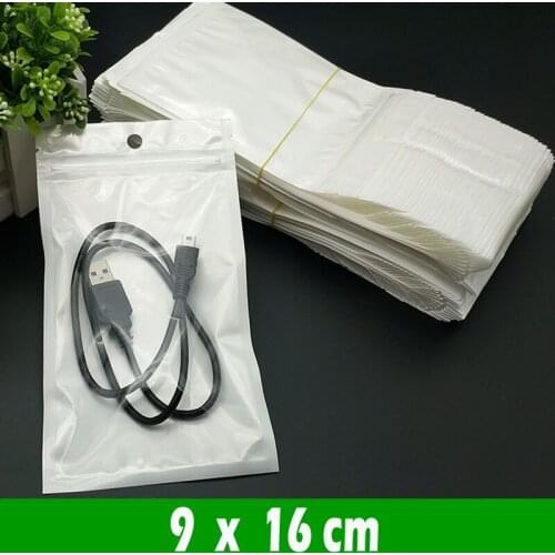 500pcs 9*16cm White Clear Self Seal Zipper Plastic Retail Packaging Poly Pouches Ziplock Zip Lock Bags Package With Hang Hole