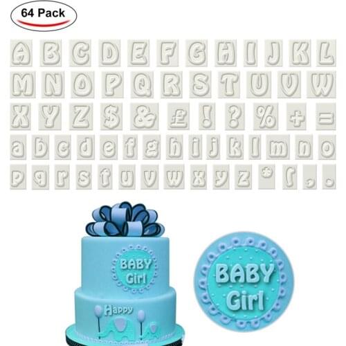 64 Piece Plastic Alphabet Cookie Cutter Set Fondant Cutters Mold Upper And Lower Case Art Deco Number Letter Stamps