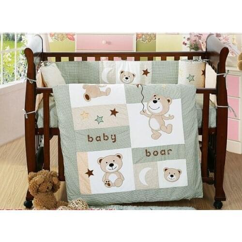 7PCS embroidered Arrived Hot bed linen baby Bedding sets,cama infantil (4bumper+duvet+sheet+pillow)