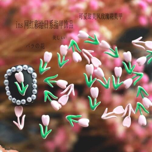 20pcs/pack Japan Korea 3D Nail Art Accessories Kawaii Alloy Rose Flower Nail Parts Charm Nail Decorations Nail Tips Supplies