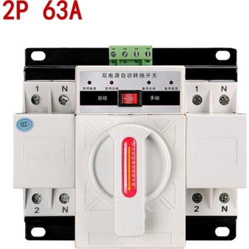English version 2P 63A ATS dual power automatic transfer switch mains power generation fire protection transfer switch 110V/220V