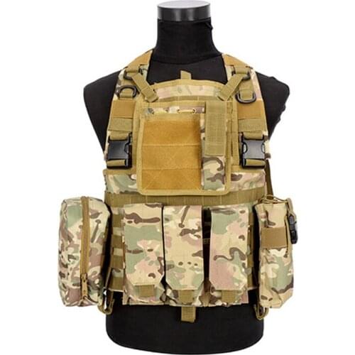 USMC Army Tactical Combat Molle RRV Chest Rig Paintball Harness Airsoft Vest Canteen Rifle Mag Pouch Multicam Vest Accessories