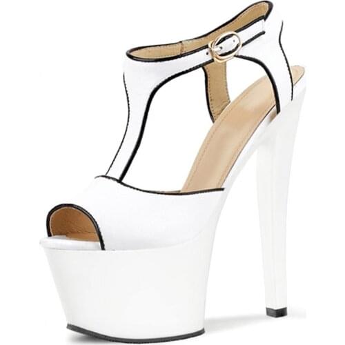 The new summer fashion 17 cm high heels, T strap party heel stage performance sandals
