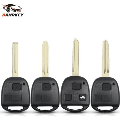 Dandkey For Toyota Avensis Corolla Yaris Rav4 Key Fob Shell Cover Uncut TOY43 TOY47 TOY48 2 Buttons Remote Key Case + Button Pad