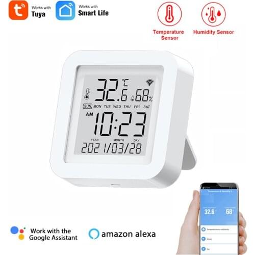 Tuya Smart Life APP,WIFI Temperature & Humidity Sensor for Smart Home Remote Control With Display Support Alexa Google Assistant