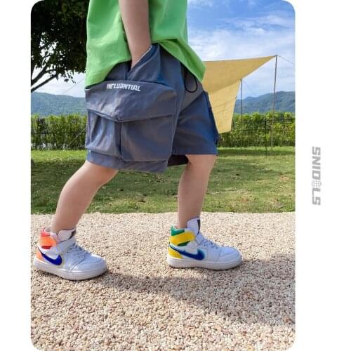 Childrens Shorts Summer New Baby Boys Fashion Letter Big Pocket Shorts Casual Loose Korean Colorful Shorts for Boy Kids Pants