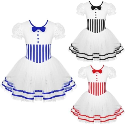 Child Girl Dress Ballet Dance Leotard Tutu Ballet Dress Princess Short Sleeve Ruffle Lace Jumpsuit Gymnastics Costume Christmas
