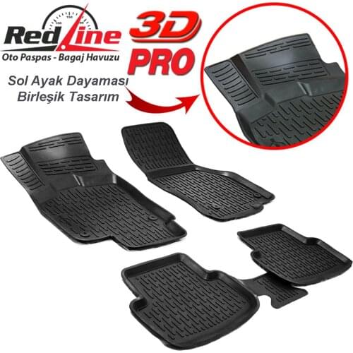 For Vw Polo 6C Mat 3D Pool 2017-Black Redline PRO