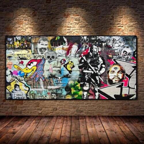 Modern Style Banksy Graffiti Art Cartoon Art Canvas Painting Poster Prints Wall Art Picture for Living Room Home Cuadros Decor