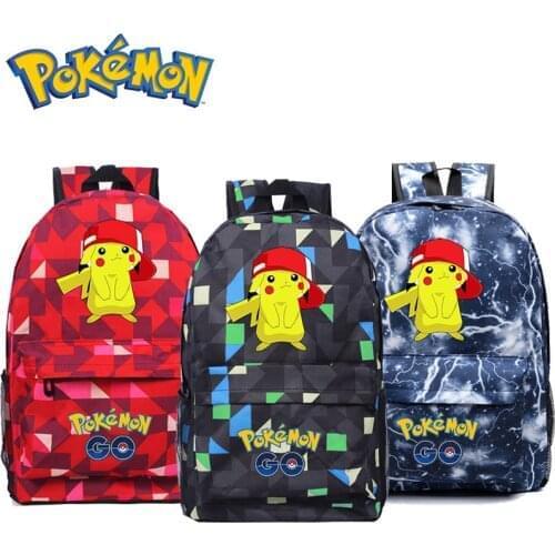 Anime Pokemon Go Game Backpack School Canvas Pikachu Teenagers Schoolbag Anime Rucksack Men Women School Bag for Kids