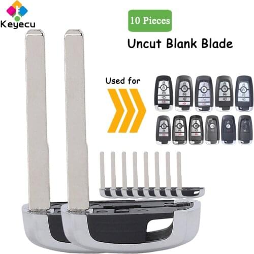 KEYECU 10PCS Smart Remote Uncut Insert Emergency Key Blank Blade FOB for Ford Fusion Mustang Explorer Expedition Edge F150 F250