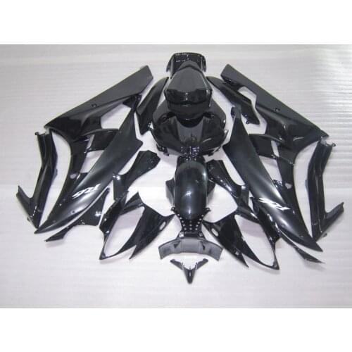 Injection molding plastic fairing kit for Yamaha YZF R6 06 07 glossy black fairings set YZFR6 2006 2007 FS06