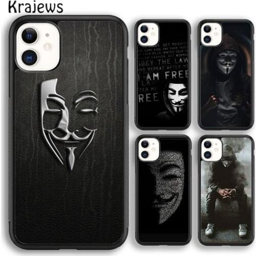 Krajews Anonymous Hacker soft Phone Case Cover For iPhone 5s SE 2020 6s 7 8 plus X XS XR 11 12 mini pro max coque Shell