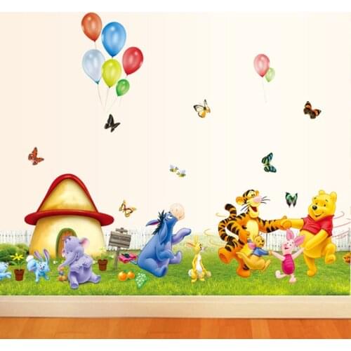 Cartoon Winnie the Pooh Tigger Animal Friends Wall Stickers for Kids Room Nursery Kindergarten Classroom Decoration Decals