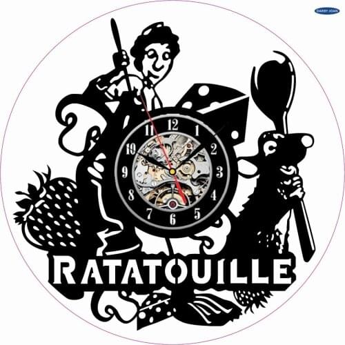 New Collection Vinyl Record Wall Clock RATATOUILLE Art CD Clock Watch Creative Duvar Saati Watch Home Decorative