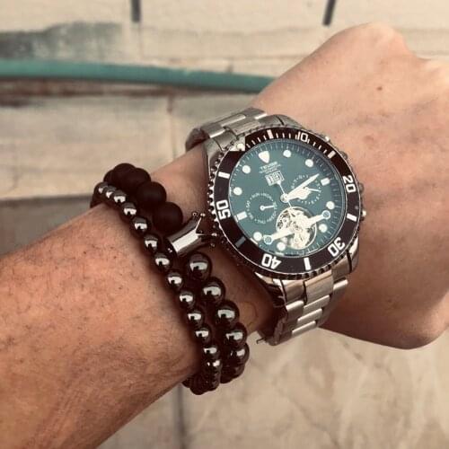 New Arrival Crown Bracelet 2pcs/set 8mm Natrual Stone Beads & 6mm copper bead Bracelets For Women Men Jewelry Pulseras 2021