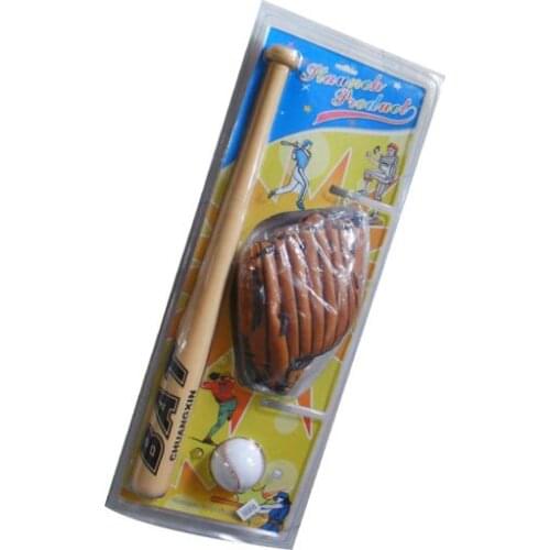 WholeSale 40sets/lot Children Practice Baseball Set Wooden Bat Glove Ball Softball Sport For Kid Training Baseball Equipment