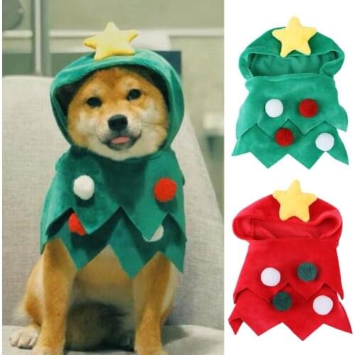 Dog Cloak Hoodie Pape Coat with Star and Pompoms Funny Christmas Pet Dress Up Soft and Thick Velvet Apparel Durable Gift