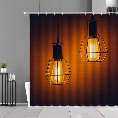 Personalized Retro Industrial Light Iron Art American Art Bird Cage 3D Printing Shower Curtain Kitchen Home Curtains Bath Decor