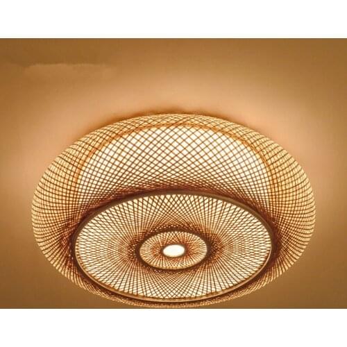 Hand-woven Ceiling lamp Bamboo Wicker Rattan Round Lantern Ceiling Lights Asian Japanese Plafon Lamp Bedroom Living Room Fixture