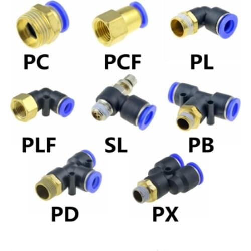 Pneumatic Quick Release Fitting Connector 6mm 8mm 10mm 12mm OD Hose Tube to 1/8 1/4 3/8 1/2 Thread Air Compressor Joint Coupler