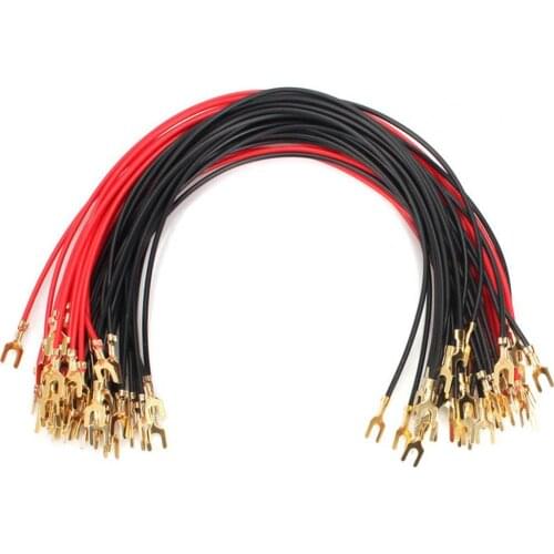 10pcs Back/Red Wire for Physical and Electrical Physical Experiments All-copper U-shaped Fork Wire Circuit Connecting Test Wire