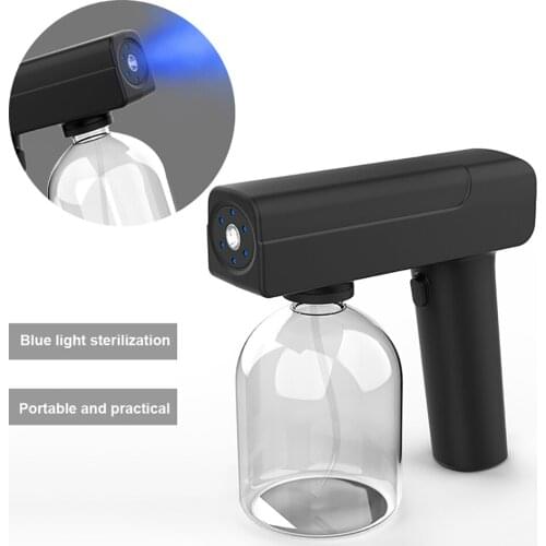 Atomization Spraying Tool Handheld Portable Disinfectant Sprayer with 6 Blue Lights Water Bottle Disinfection Spraying Machine