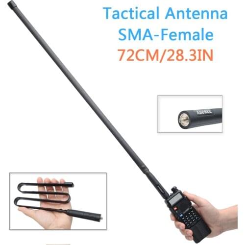 ABBREE 72CM/28.3IN Foldable Army CS Tactical SMA-Female VHF UHF Dual Band Antenna For Walkie Talkie Baofeng UV-82 UV-5R BF-888S