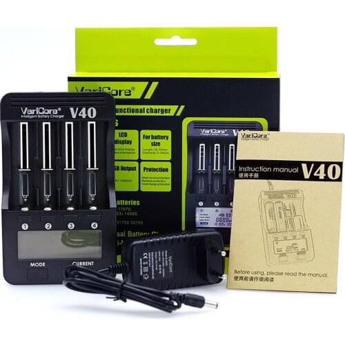 In VariCore V40 3.7 18650 26650 18350 16340 18500 25500 10440 17500 NiMH 1.2 The AA AAA 5V output LCD smart charger