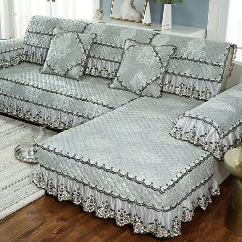 Modern Simplicity Cotton Linen Sofa Cover Embroidered Jacquard Sofa Towel Non-slip Cushion Pillow Case Exquisite Lace Sofa Set 4