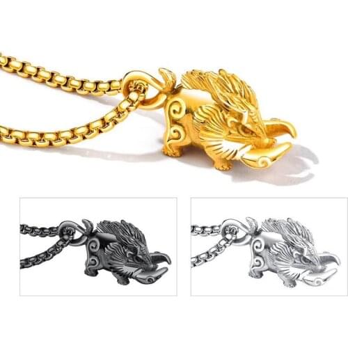 Domineering boar necklace mens stainless steel gold chain necklace Celtic boar jewelry on the neck pendant Steampunk wholesale