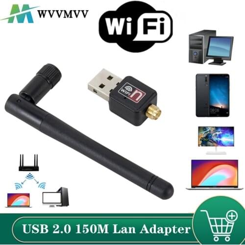 WiFi Wireless Network Card USB 2.0 150M 802.11 b/g/n LAN Adapter with rotatable Antenna for Laptop PC Mini Wi-fi Dongle
