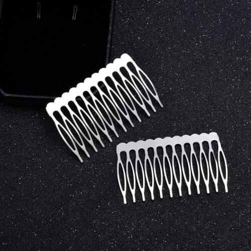 10pcs 5 12 Teeth Rhodium Color Blank Bezel Tray Headwear Hair Brush Accessories Hairpin Comb Hair Clip for DIY Jewelry Making