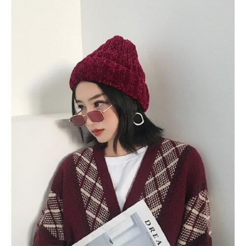 Women Soft Beanie Warm Winter Outdoor Hat Thick Chenille Warmer Ear Earmuffs Cap for Girl Wide Headwear Ski Hats Accessories