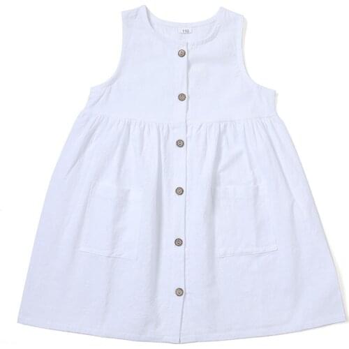1-5Yrs Casual Kids Dresses For Girls Pure Color Princess Dresses Summer Loose Kids Girl Dress Sleeveless Dress