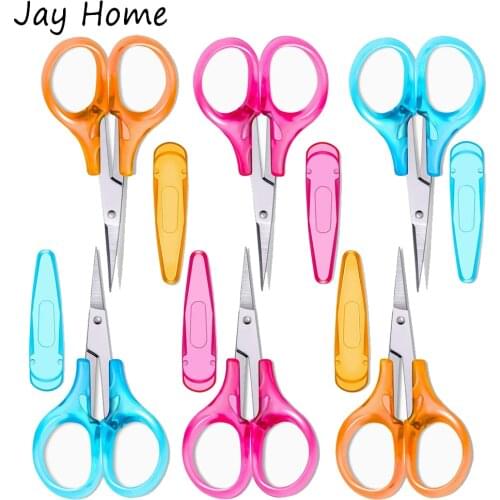 1PC Craft Scissor Stainless Steel Scissors Straight Tip Sewing Embroidery Scissors with Protective Cover for DIY Sewing Crafting