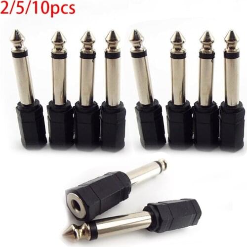 2/5/10pcs 6.35mm 1/4" Mono Plug to 1/8" 3.5mm Stereo Jack Female Audio Converter Adapter for Headphone Microphone
