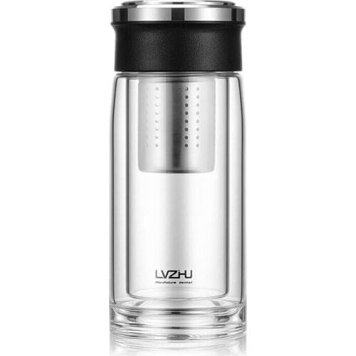 2019 New 380ML Double Glass Water Bottle Brief Leakproof Bottle For Water With Stainless Steel Tea Filter Drink Bottle Tumbler