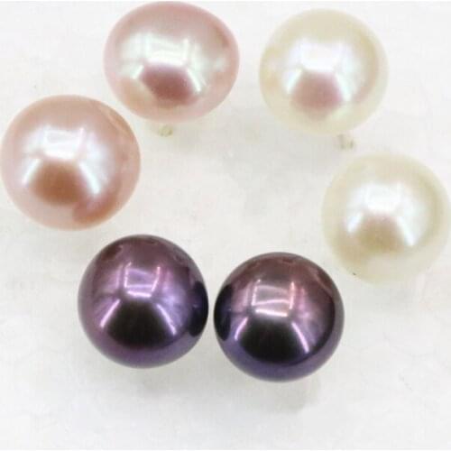 3 Colors Natural Freshwater Pearl 7mm Stud Earring For Women Jewelry Sterling Fashion Studs Earrings Prom Gifts B3431