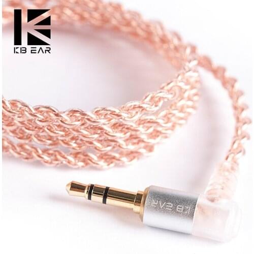 KB EAR 4 core copper cable with metal 2pin QDC 3.5mm Connector with mic Use For ZS10 PRO ZSN PRO AS16 ZSN AS10