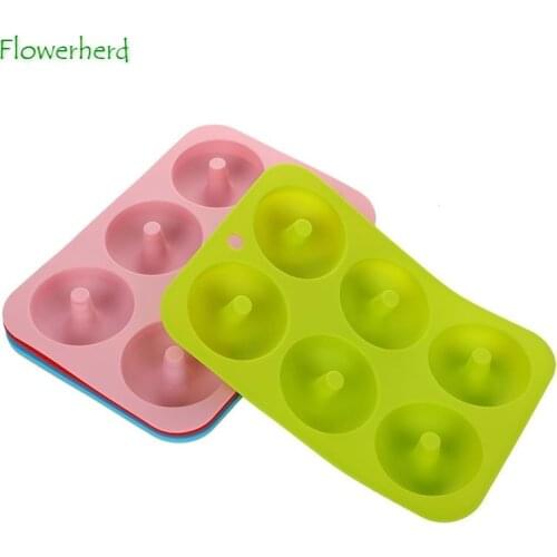 6 Silicone Donut Pans Round Doughnut Muffin Cupcake Molds Cake Mold DIY Oven Baking Tools
