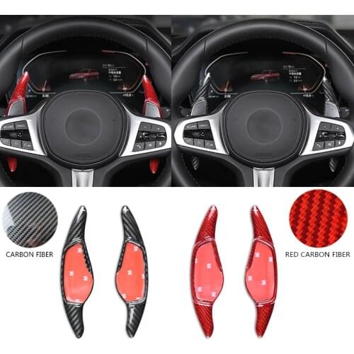 2pcs For BMW 3 5 6 7 X3 G01 X4 G02 X5 G05 G07 G20 G30 G31 G32 G12 Carbon Fiber Car Steering Wheel Shift Paddle Accessory