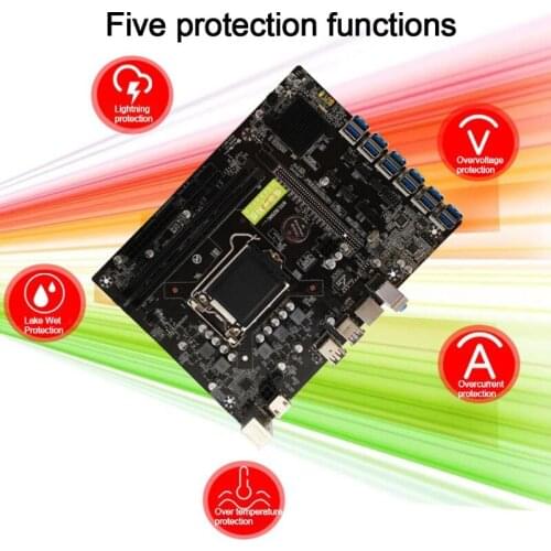 B250 BTC Miner CPU Motherboard Set of 12 Video Card Slots Support LGA 1151 Memory DDR4 SATA 3.0 USB 3.0 Low Power