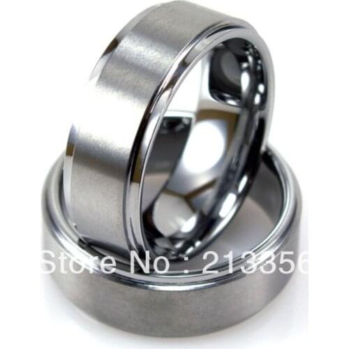 Free Shipping!Wholesales Cheap Price Promotion Sales! USA Hot Selling Mens Tungsten Ring With Stepped Edges & Brushed Finish