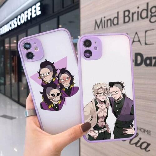 Genya Shinazugawa Anime Phone Case For iPhone 12 11 Mini Pro XR XS Max 7 8 Plus X Matte transparent Purple Back Cover