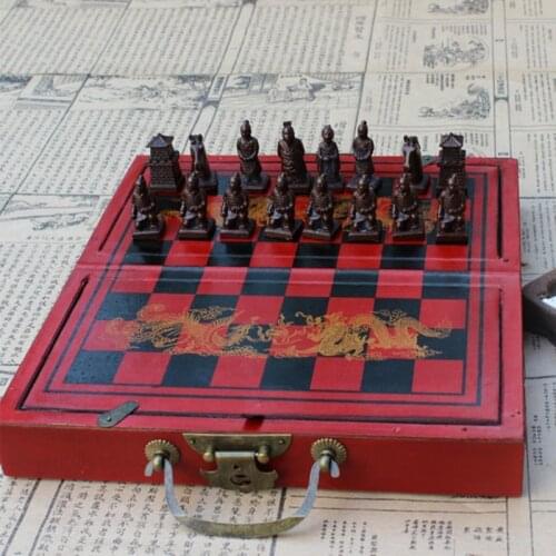 Wooden Chess Sets for Adults with Storage, International Chess Folding Travel Chess Set for Adults 32 Chess Pieces, Vintage Chin